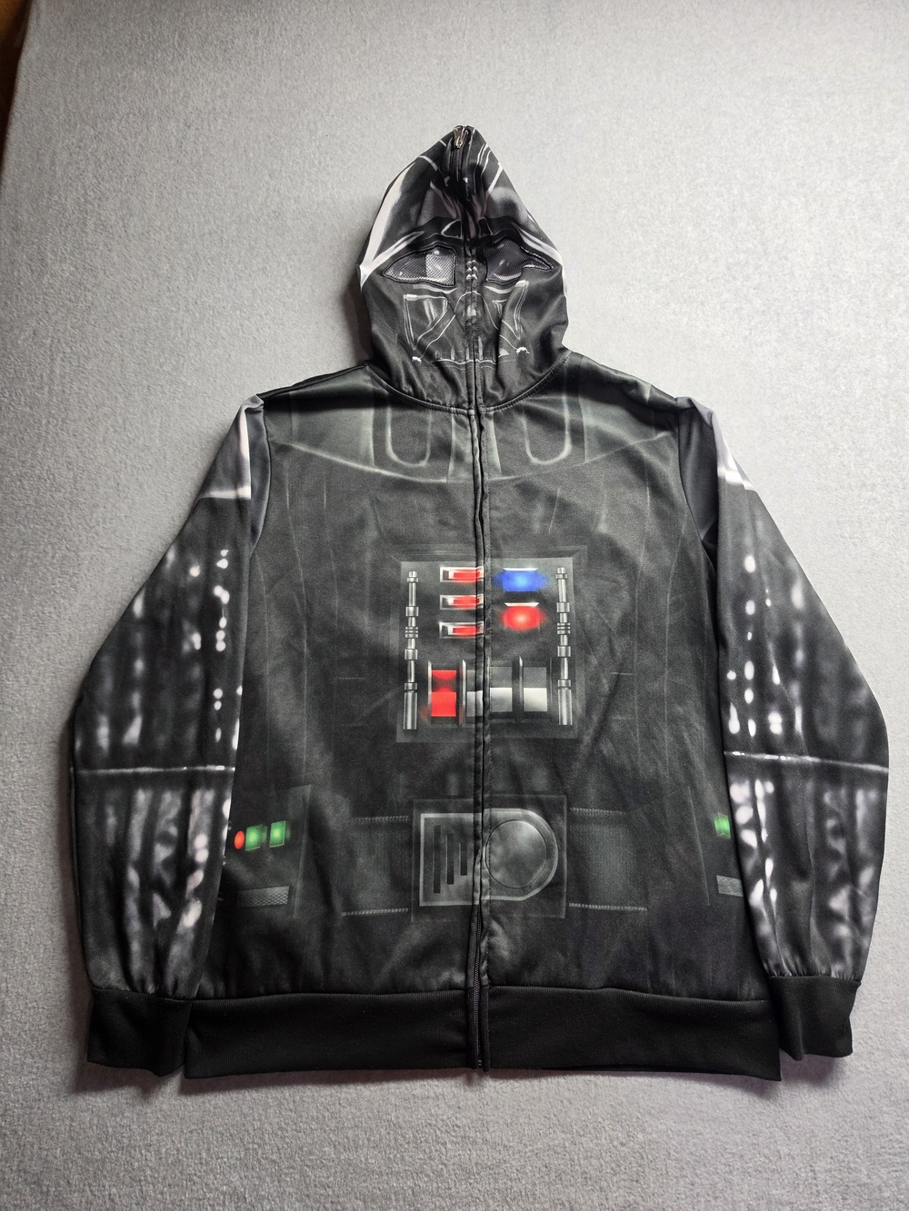 Darth Vader Mask Hoodie Star Wars Cosplay Full Zip Up Lucasfilm Disney Mens XL